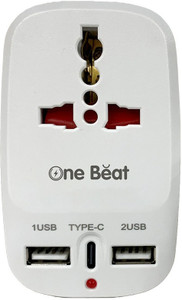 One Beat Compact All-in-One Adapter with USB Type-C, 2 Smart USB Ports I Universal Socket Worldwide Adaptor