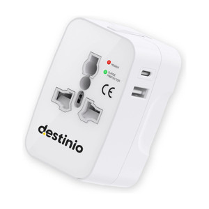 Gotrippin Universal Travel Adapter 12W-Type C+USB A-International Charger for US/UK/EU Worldwide Adaptor