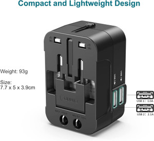 Jihaan Travel Adapter, Worldwide All in One International Power Adapter Universal Worldwide Adaptor