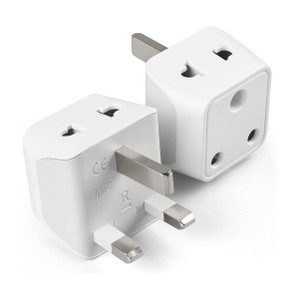 Ceptics India to UK, UAE, Ireland Travel Adapter, Type D to Type G, 2 Pack, CE Certified Worldwide Adaptor