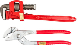 Globus 757 Stilson Pipe Wrench(12"/300MM)Water Pump PLIER(10"/250MM)with Soft Pvc Grip Single Sided Pipe Wrench