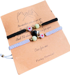 Skycart 2pcs Couple Glow In The Dark Bead Decor Bracelet Men & Women