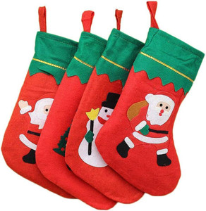 KHUSHA CREATIONS Christmas Socks for Decor, Tree Hanging, Candy Gift Bag Holders Hanging Ornaments Pack of 2
