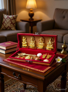 numeroastro Shri Dhanlaxmi Shri Kuber Bhandari Yantra (Total 13 Items in The Box) Brass Yantra