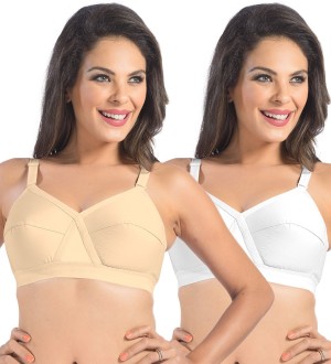 Leiora by Leiora Womens Cotton Side Support Non Padded Non Wired Bra - Size  32C - Full Coverage with Side shaping panel Brasier Available in Rani Pink  Color Women Full Coverage Non
