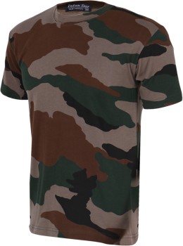 Military Camouflage Men Collared Neck Multicolor T-Shirt