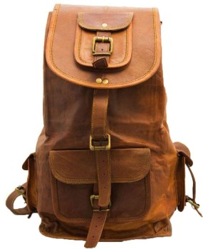 Anshika International Original Leather Backpack Bags for  Men/Women/Girl/Boy/Office/College/School/Laptop by 23 L Backpack brown -  Price in India