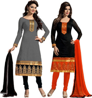 Ethnicset Silk Blend Embroidered Kurta Churidar Material Price