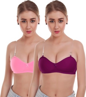 Zylum Fashion Women Demi Transparent Strapless Backless Invisible Clear Back  Underwire Push Up Padded Bra(Skin)