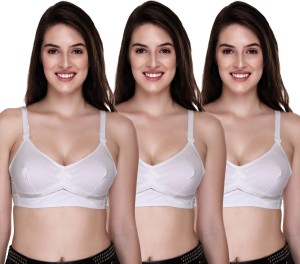 SONA by MOVING Moving Cotton Strap White Full Cup Plus Size Cotton Bra Pack  of 3 Women Full Coverage Non Padded Bra - Buy SONA by MOVING Moving Cotton  Strap White Full