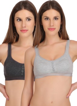 YUCI Pack of 3 Girls Beginners Bra Cotton Non-Padded Non Wired Bras Sports,  Gym Workout