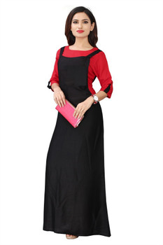 Dream Valley Women A line Red Black Dress