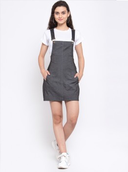 Buy online Women's Dungaree Dress Solid Dress from western wear for Women  by Buynewtrend for ₹549 at 63% off