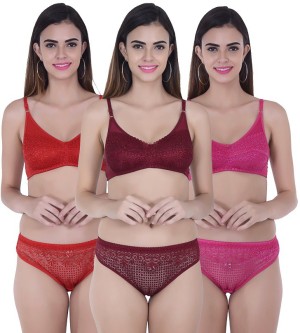 Buy SOIE Red Mix Womens Solid Brief Panty Combo (Pack of 3