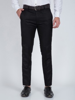 MANCREW Men's Solid Black Trousers