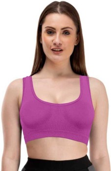 Buy ComfyStyle Stylish Cotton Spandex Non Padded Solid Sports Bras