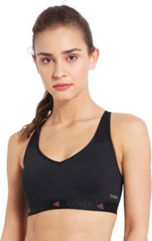 Jockey Women's Padded Microfiber Elastane Stretch Printed Full Coverage Front  Zipper Sports Bra MI02 – Online Shopping site in India