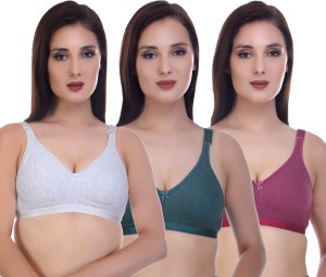 Buy Women Full Coverage Mold Non Padded Bra (Maroon,Green