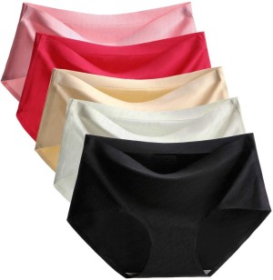 Buy Nyamah Sales 4 PCS Women Cotton Silk Seamless Panties Medium Waist  Elastic Briefs Underwear Free Size at