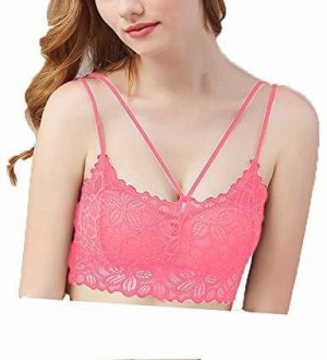 Buy Sizzers Women's Lace Padded & Non-Wired Bralette Bra, Bustier Saree  Women's Seamless Removable Pads