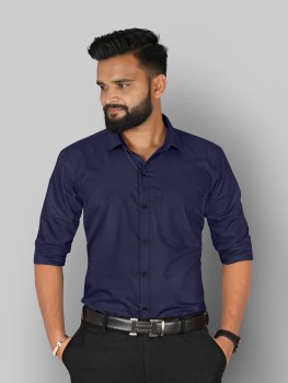 Being Fab Men Solid Casual Blue Shirt - Buy Being Fab Men Solid Casual Blue  Shirt Online at Best Prices in India