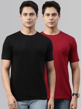 4 Four Squares Solid Men Polo Neck Maroon T-Shirt - Buy 4 Four