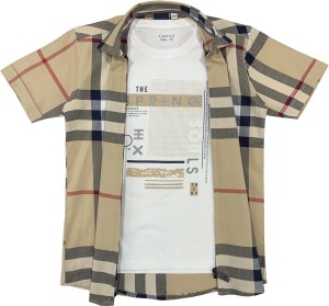 JusCubs Boys Checkered Casual Multicolor Shirt - Buy JusCubs Boys