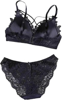 Buy Flicarts Women's Bralette Printed Padded Bra Panty Set Stylish Designer Lingerie  Set (Stretch, 32B, Black) Online In India At Discounted Prices