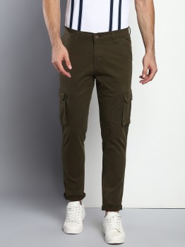 Buy Dennis Lingo Men Black Tapered Fit Cargos Trousers - Trousers