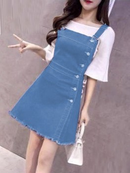 Buy TEXTURE FAB DANGRI Dress (Denim)-Light Blue (M) at