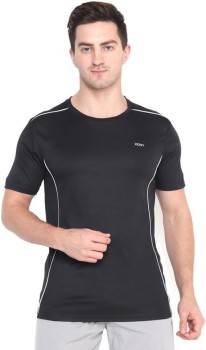 W Sports Solid Men Zip Neck Black T-Shirt - Buy W Sports Solid Men Zip Neck  Black T-Shirt Online at Best Prices in India