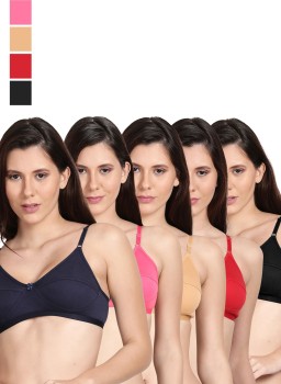Shyle Shyle Cute Non Padded Seamed Casual Bra-Multicolor(Pack of 5