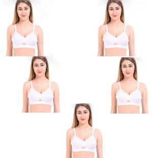 Buy A1 UNIQUE White Pure 100% Cotton Elastic Strap Bra for Women and Girls  Women's Non Padded, Non-Wired, Regular Bra (Piece of 5) (28A) at
