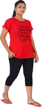 Buy FashionWala Women's Capri Pants (XL, Maroon Red) Online In