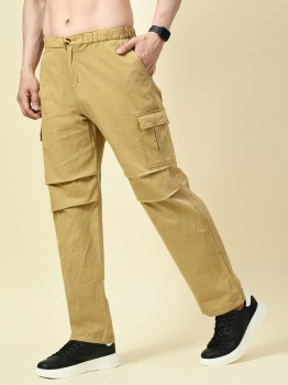 Beige Boot Cut Straight Cargo Joggers