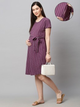 Cotton Stripe Maternity & Nursing Dress