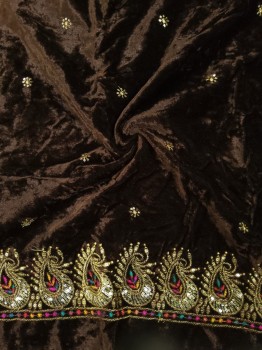 Bini Fabrics Brown Velvet Dress Fabric Plain Velvet Material 44/45 Width,  Sliky & Soft Fabrics (3 Meter)