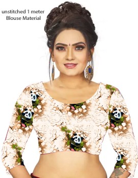 Qarth Designers Satin Floral Print Blouse Material Price in India