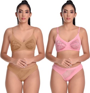 Buy online Light Pink Polyester Bra And Panty Set from lingerie for Women  by Madam for ₹359 at 28% off