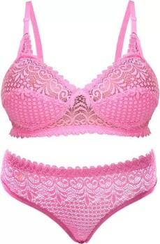 Arousy Fashion Pink Net Lace Bra and Panty Set (Nikar Set_Pink)
