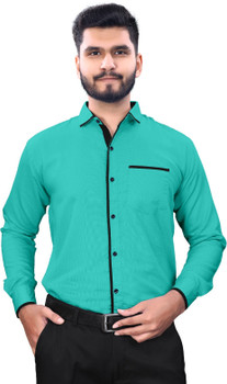 Maha arjun men solid formal green shirt shop