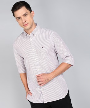 TOMMY HILFIGER Men Striped Casual White Shirt - Buy TOMMY HILFIGER Men  Striped Casual White Shirt Online at Best Prices in India