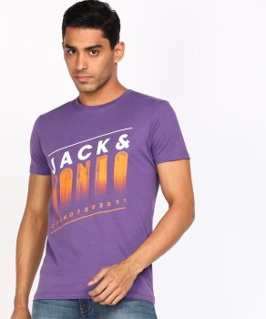 JACK & JONES Printed Men Round Neck Purple T-Shirt - Buy JACK & JONES  Printed Men Round Neck Purple T-Shirt Online at Best Prices in India