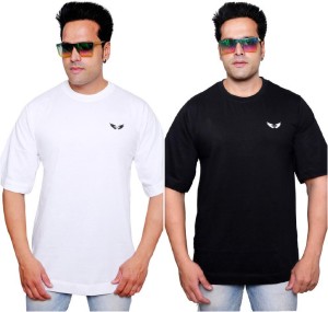 Stylistico Self Design Men High Neck Black T-Shirt - Buy