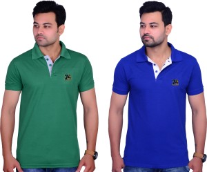 CP BRO Solid Men Polo Neck Blue T-Shirt - Buy CP BRO Solid Men Polo Neck  Blue T-Shirt Online at Best Prices in India