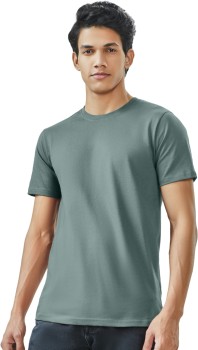 The Souled Store Solid Men Round Neck Green T-shirt