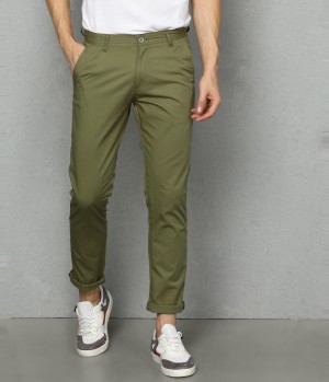 Buy WROGN Men Olive Green Slim Fit Solid Cargos  Trousers for Men 2339821   Myntra
