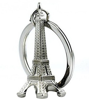 Silver Eiffel Tower Key Chain (6pcs/lot), French Souvenir Paris Keychain