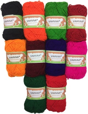 nimi creation Hand Knitting Woolen Thread Dyed pack of 6 colors (red, pink,  black, yellow, light orange, and light green ) - Hand Knitting Woolen Thread  Dyed pack of 6 colors (red