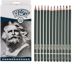 Definite Bianyo Artist Quality Fine Art Drawing & Sketching Pencils - 2H,  H, HB, B, 2B, 3B, 4B, 5B, 6B, 8B, 10B - 12B with One 13CM Pencil Extender  Pencil Price in